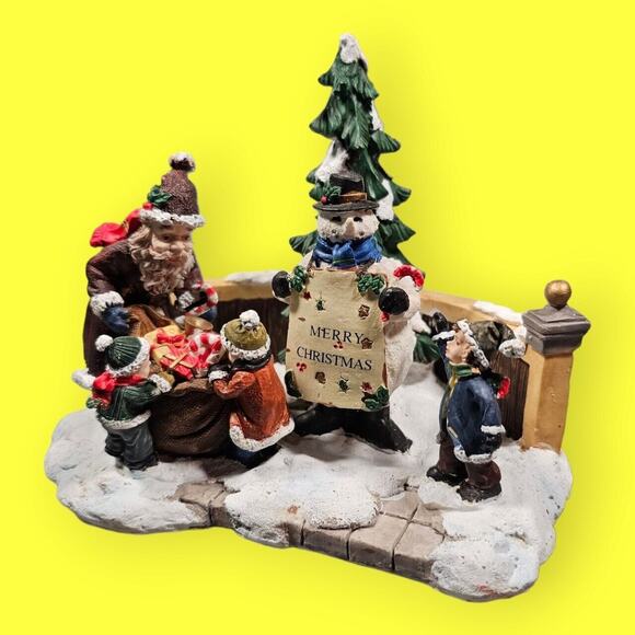 Victorian Village Collectibles Santa And Snowman With Children 2001 Edition - Picture 6 of 11